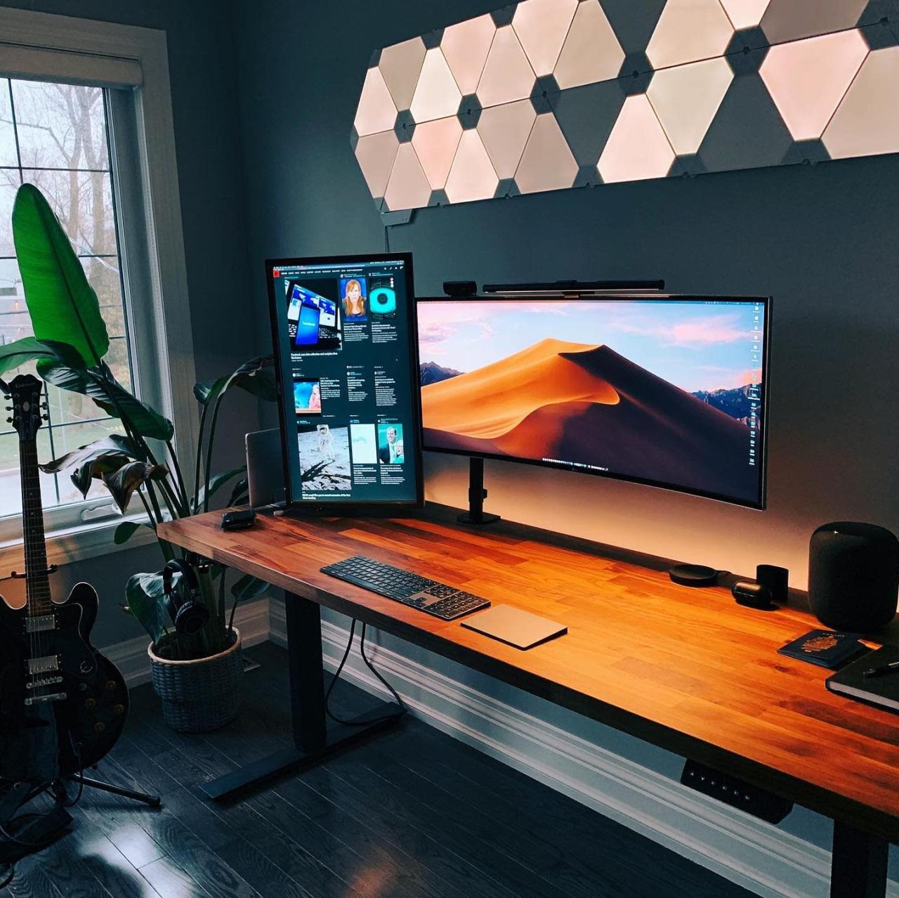 Setup workstation multiple monitors pc desks setups small stewart schreibtisch altschuler workspace computers bedroom realsimple stations rooms Setup workstation multiple monitors pc desks setups small stewart schreibtisch altschuler workspace computers bedroom realsimple stations rooms