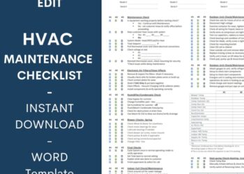 HVAC Preventative Maintenance Checklist Template - Editable Microsoft ...